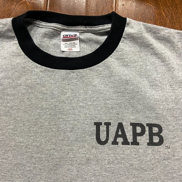 UAPB Vintage HBCU Stamp Out Smoking Ringer T-Shirt Gray Black Men's 2X - Picture 2 of 6